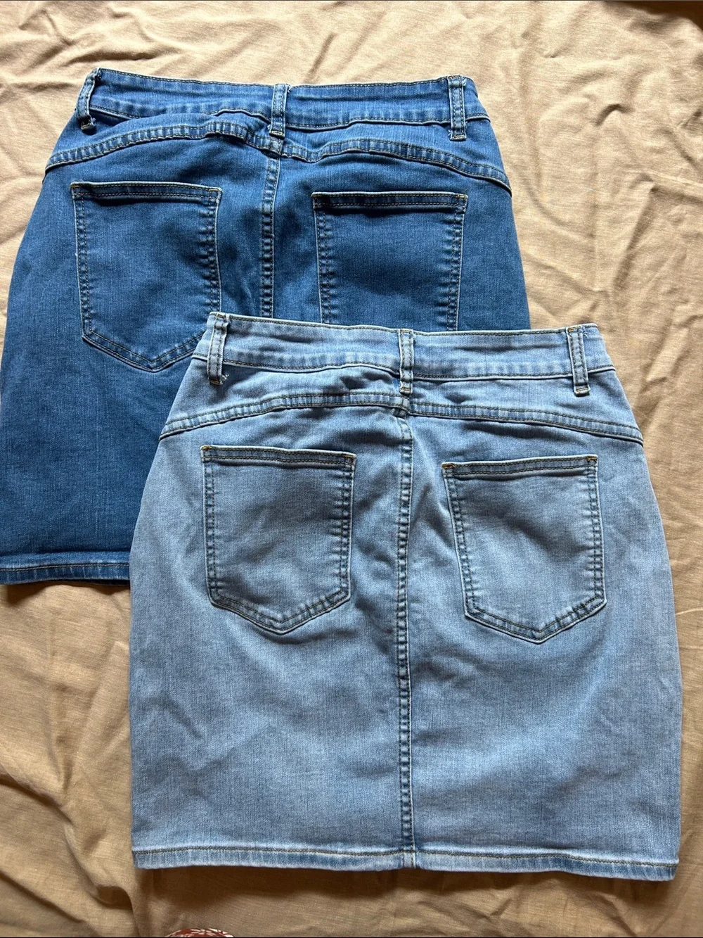 Denim Mini Skirt Set - Light Blue & Dark Blue - Picture 2 of 4